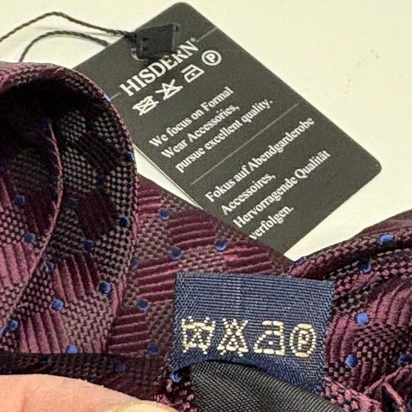Hisdern XXL Neck Tie Purple Blue Geometric NWT Corpcore Work‎ Office Classic - Picture 5 of 10